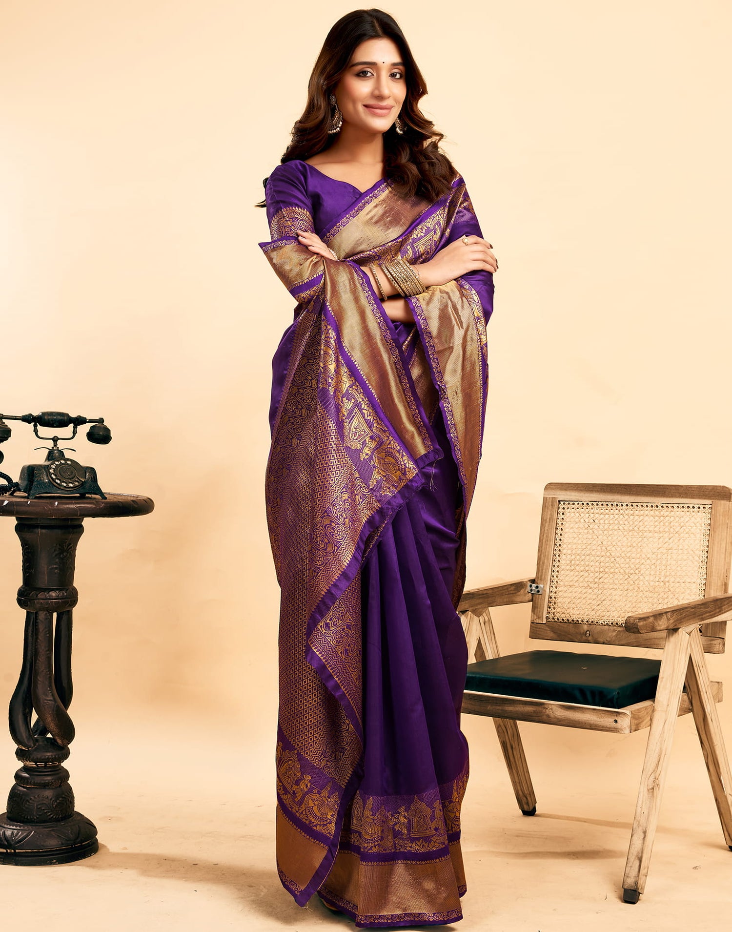 Purple Silk Woven Banarasi Saree