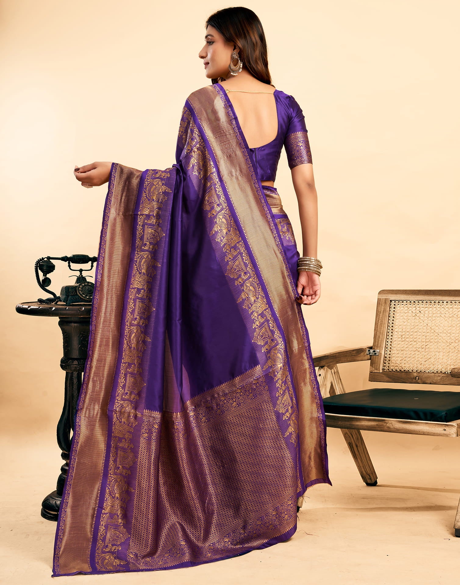 Purple Silk Woven Banarasi Saree