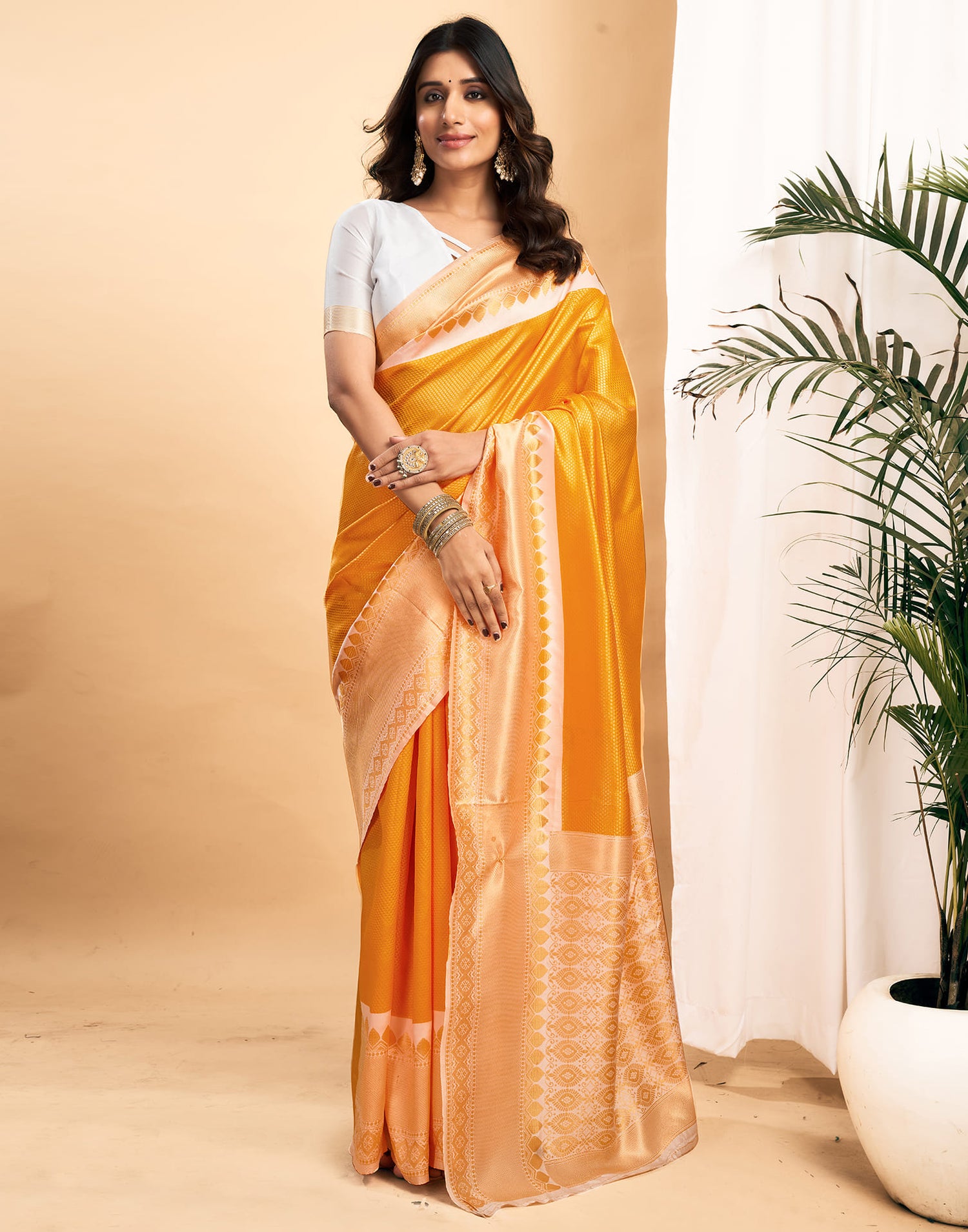 Yellow Silk Woven Kanjivaram Saree