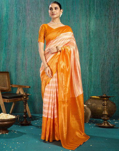 Beige Silk Blend Woven Kanjivaram Saree