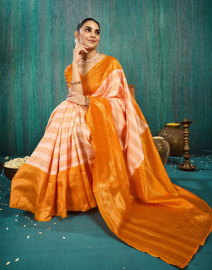 Beige Silk Blend Woven Kanjivaram Saree