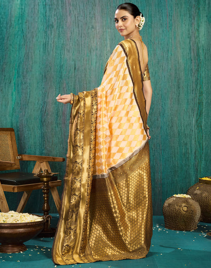 Beige Silk Blend Woven Kanjivaram Saree