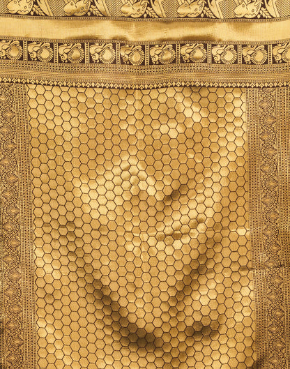 Beige Silk Blend Woven Kanjivaram Saree