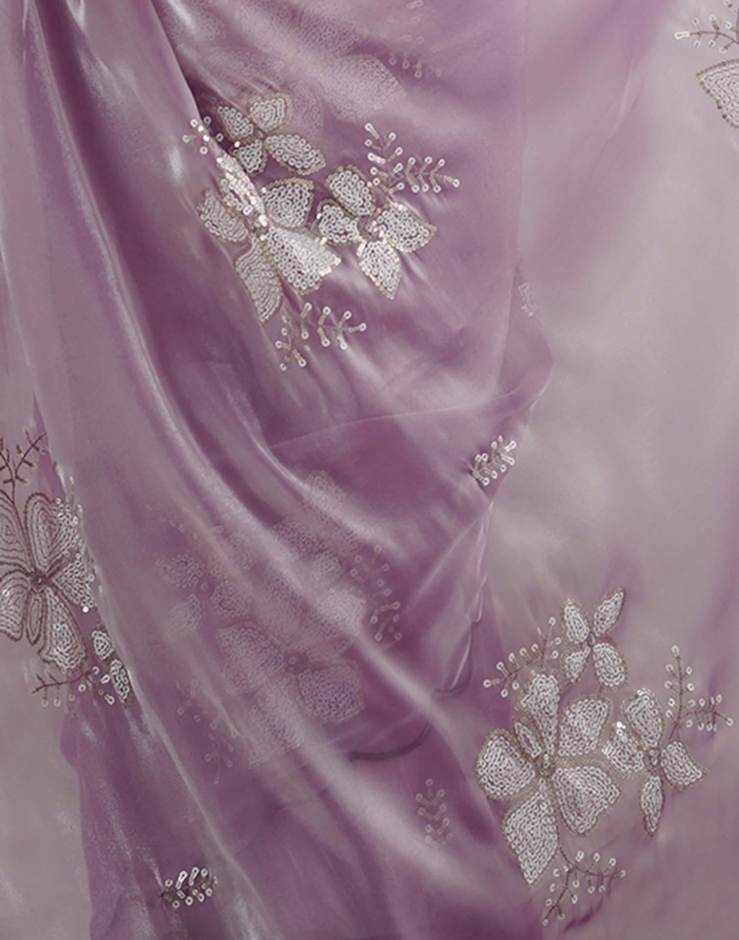 Lavender Chiffon Sequence Embellished Saree