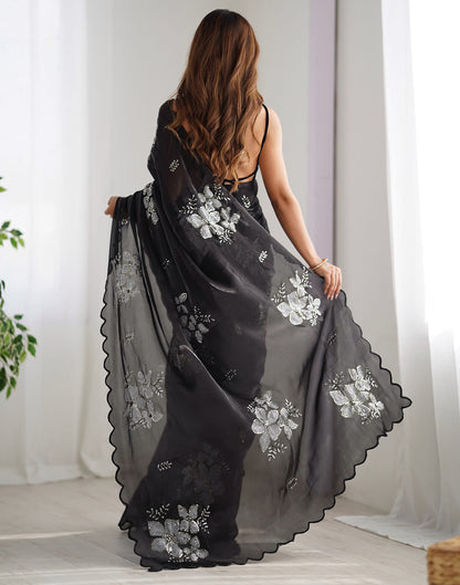 Black Shimmer Sequence Embellished Saree