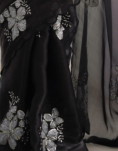 Black Chiffon Sequence Embellished Saree