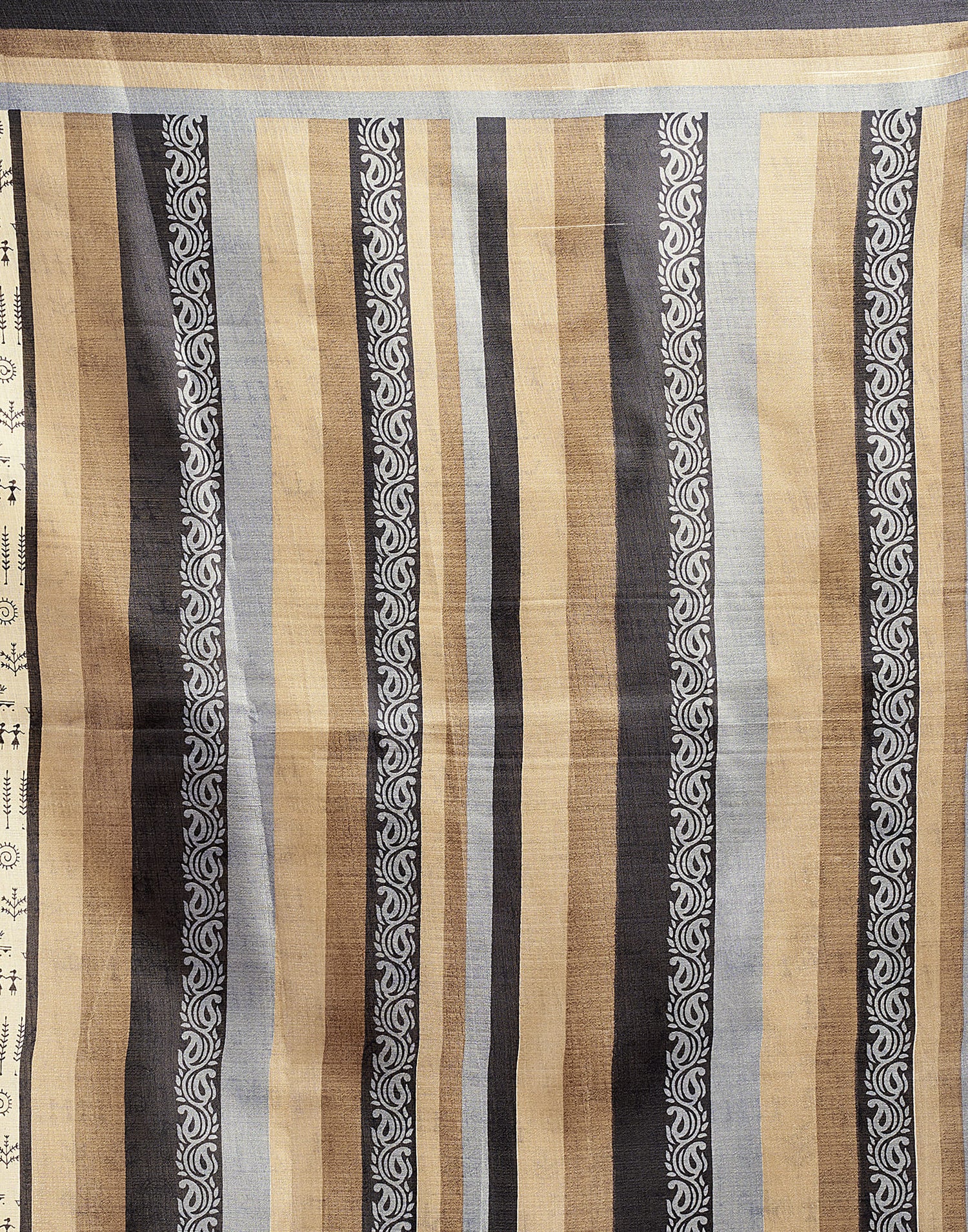 Beige Cotton Blend Printed Printed Saree