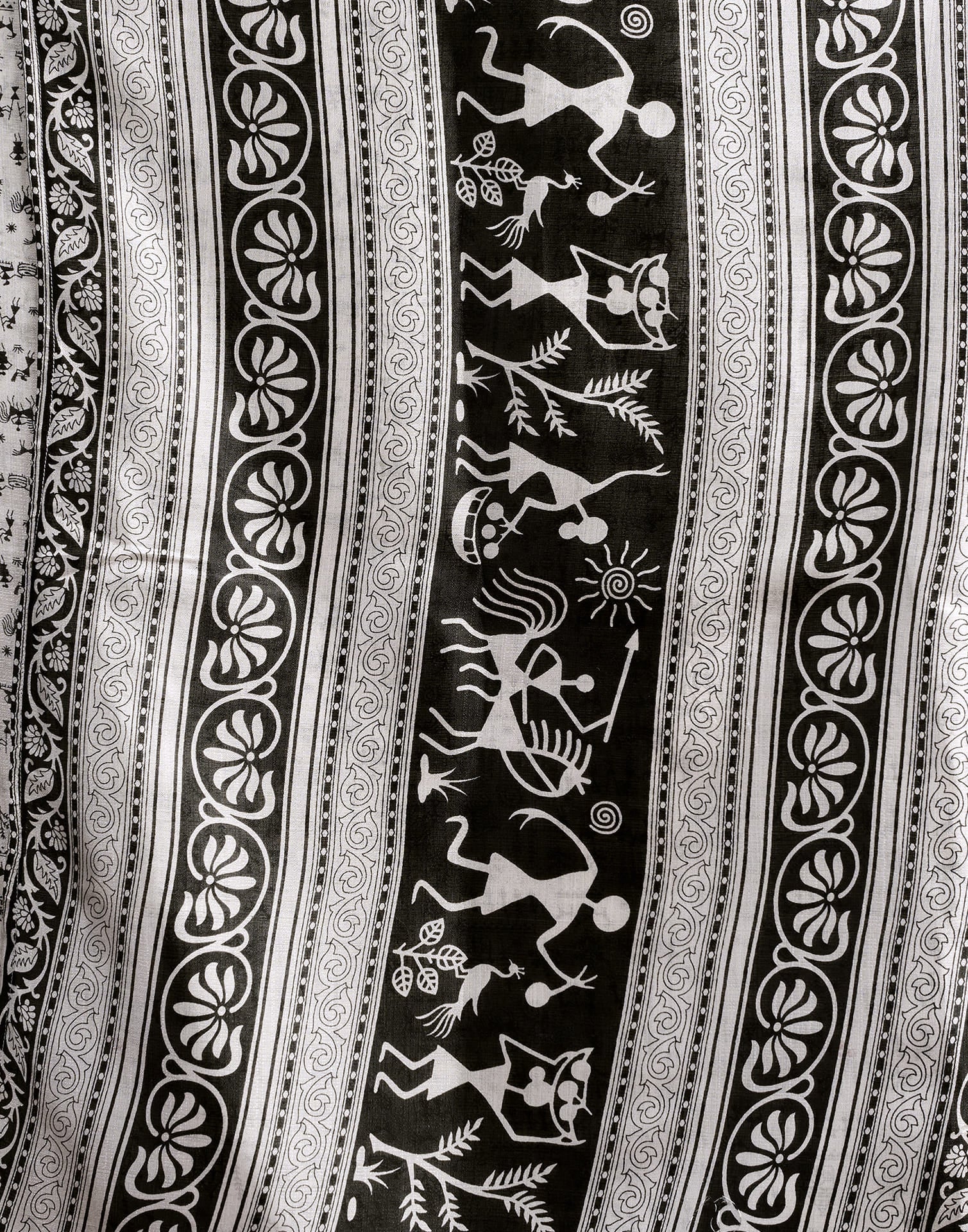 White Bhagalpuri Silk Printed Saree