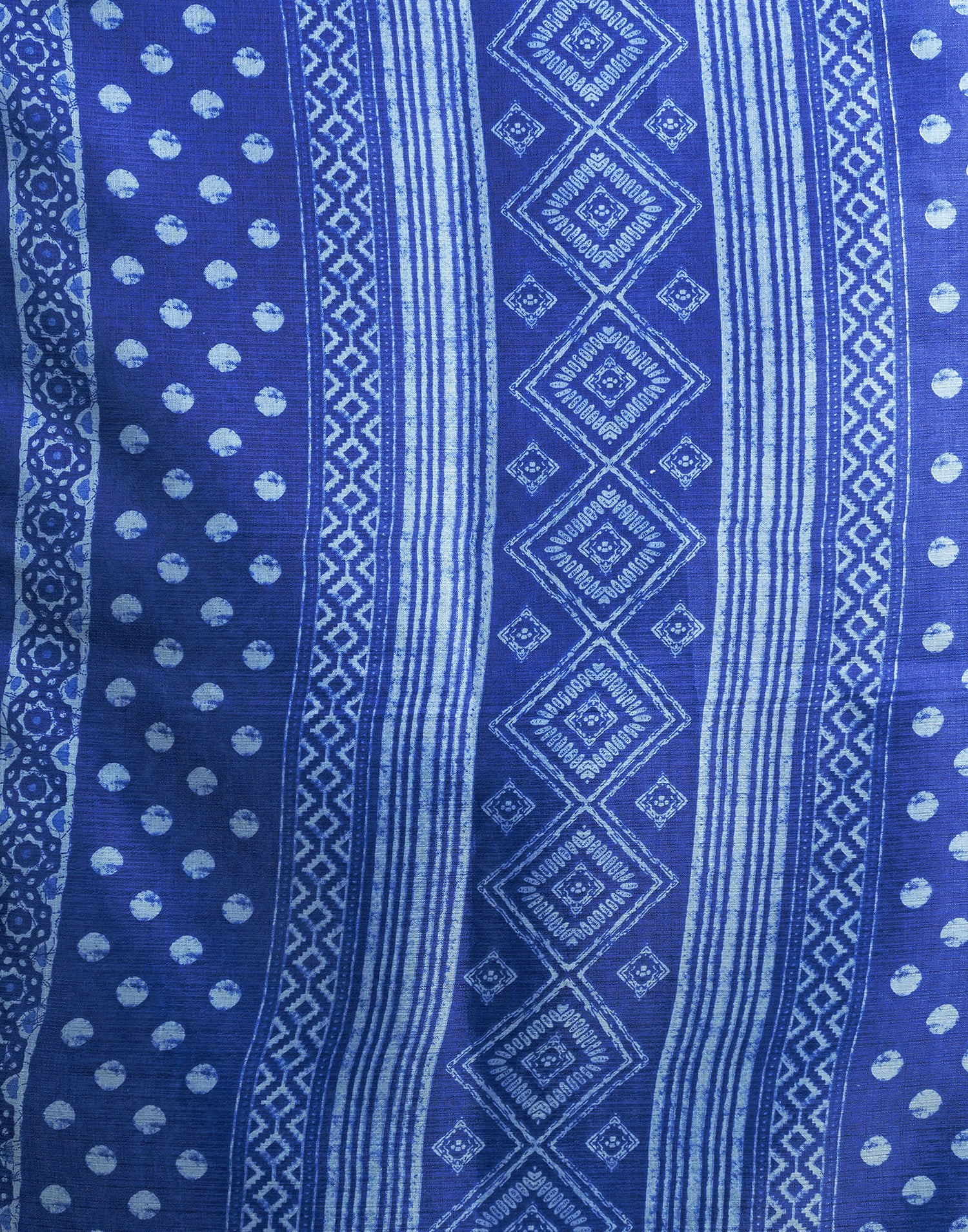 Indigo Cotton Blend Printed Saree