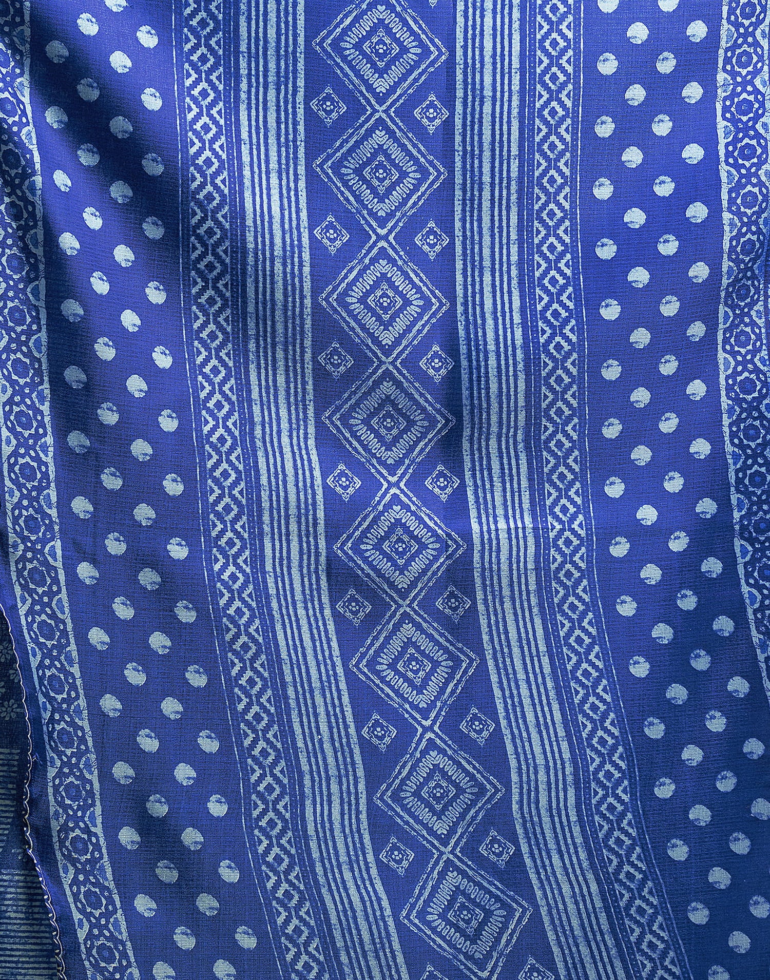 Dark Blue Bhagalpuri Silk Printed Saree