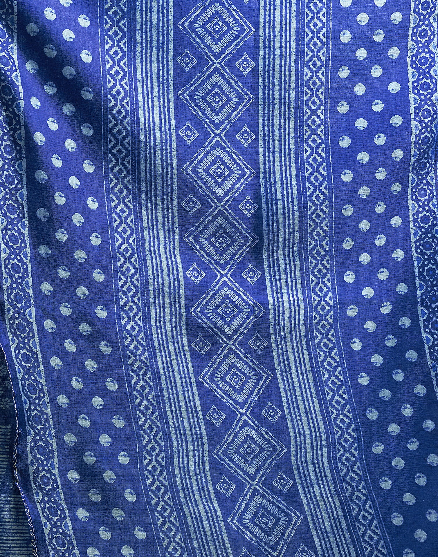 Dark Blue Bhagalpuri Silk Printed Saree