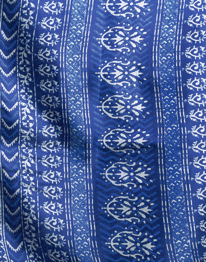 Dark Blue Cotton Printed Saree