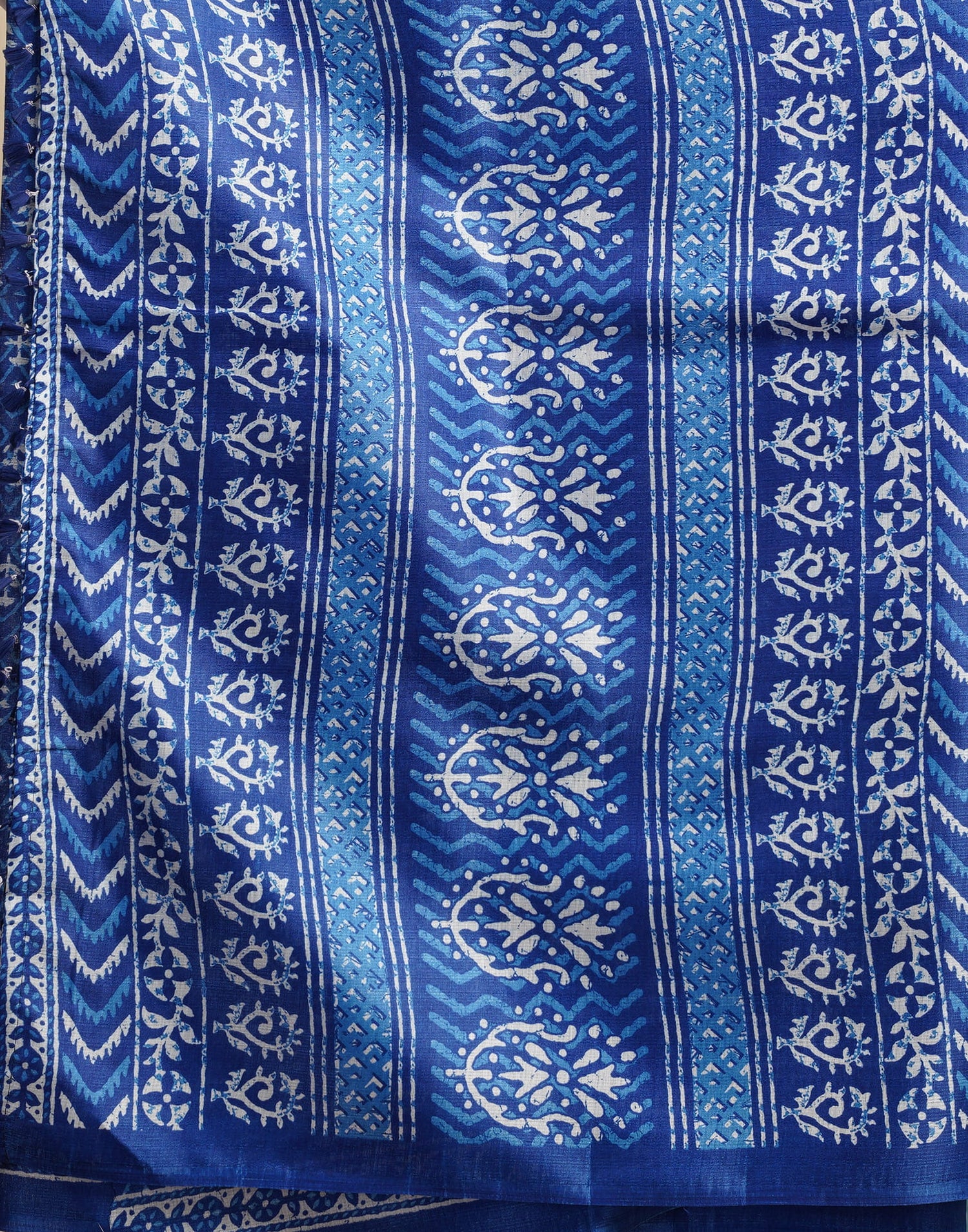 Indigo Cotton Blend Printed Saree