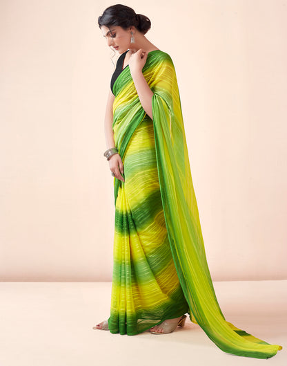 Ready to Wear Green Georgette Printed Saree