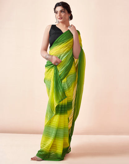 Ready to Wear Green Georgette Printed Saree