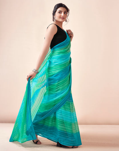 Ready to Wear Turquoise Georgette Printed Saree