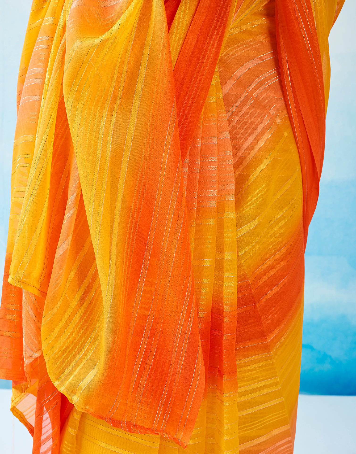 Ready to Wear Yellow Georgette Printed Saree