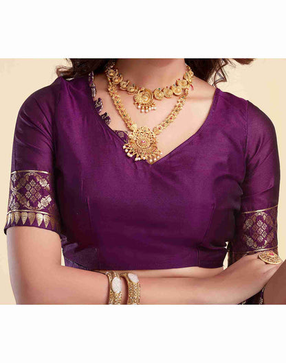 Dark Purple Silk Woven Saree