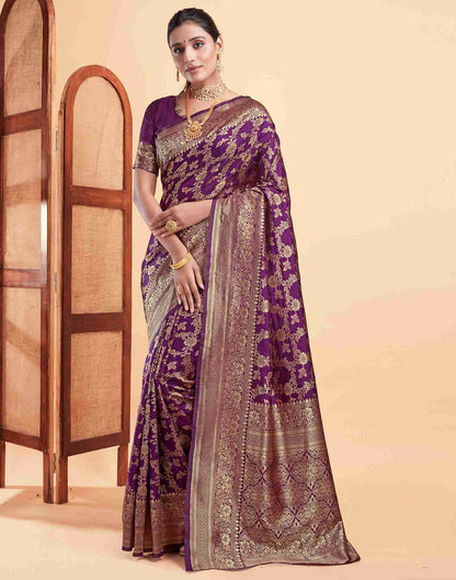 Deep Purple Silk Woven Saree