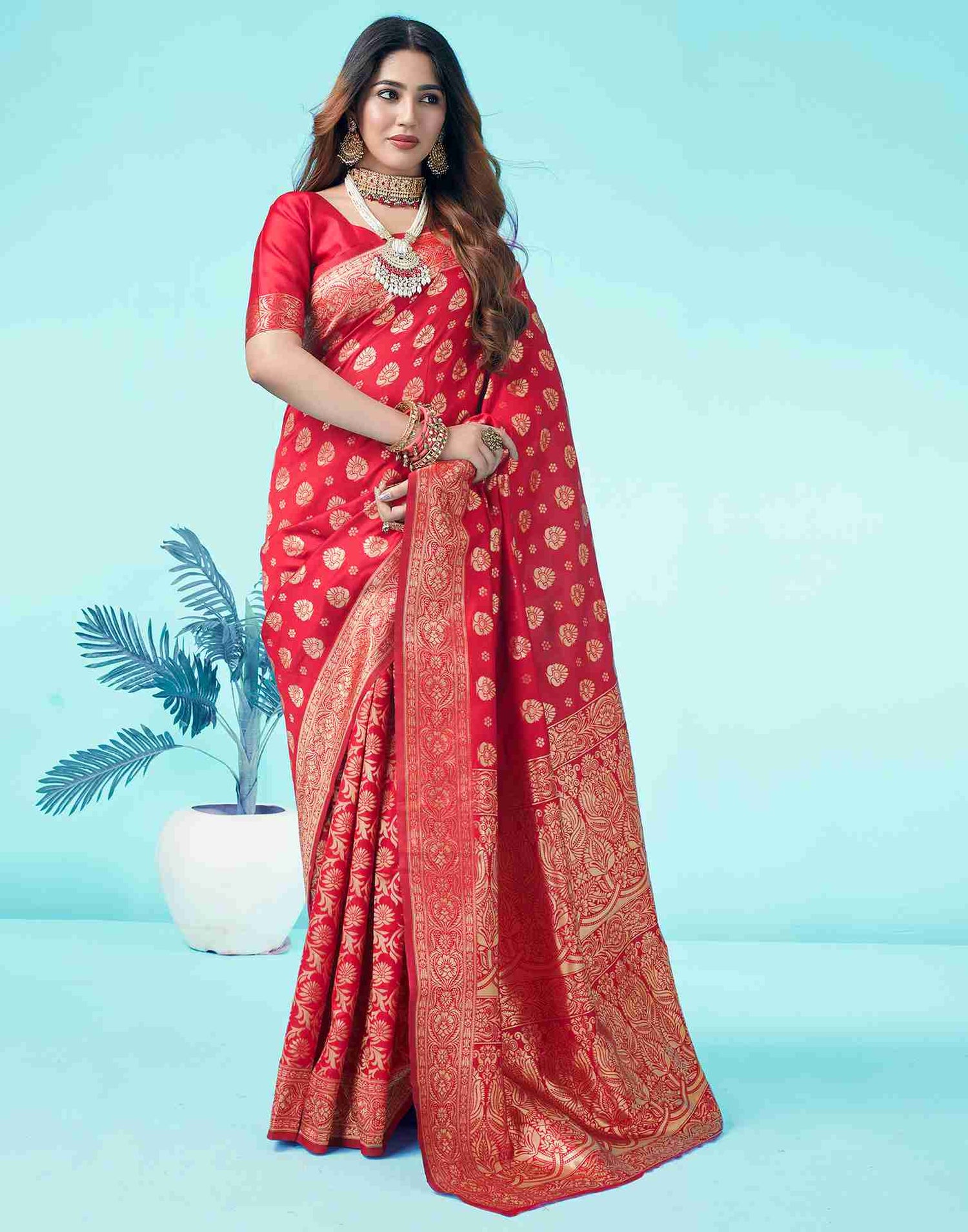 Red Banarasi Silk Saree