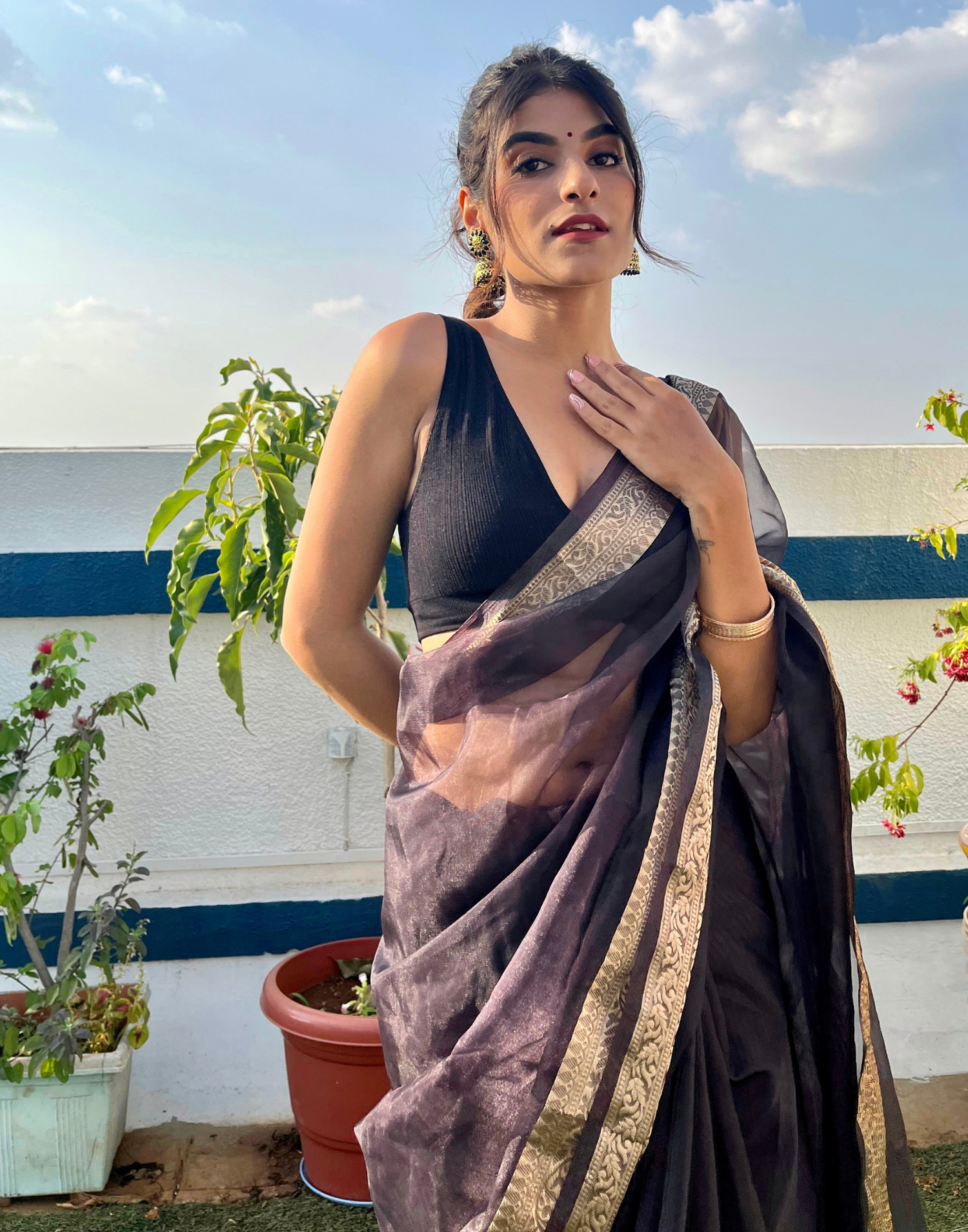 Black Organza Saree | Sudathi