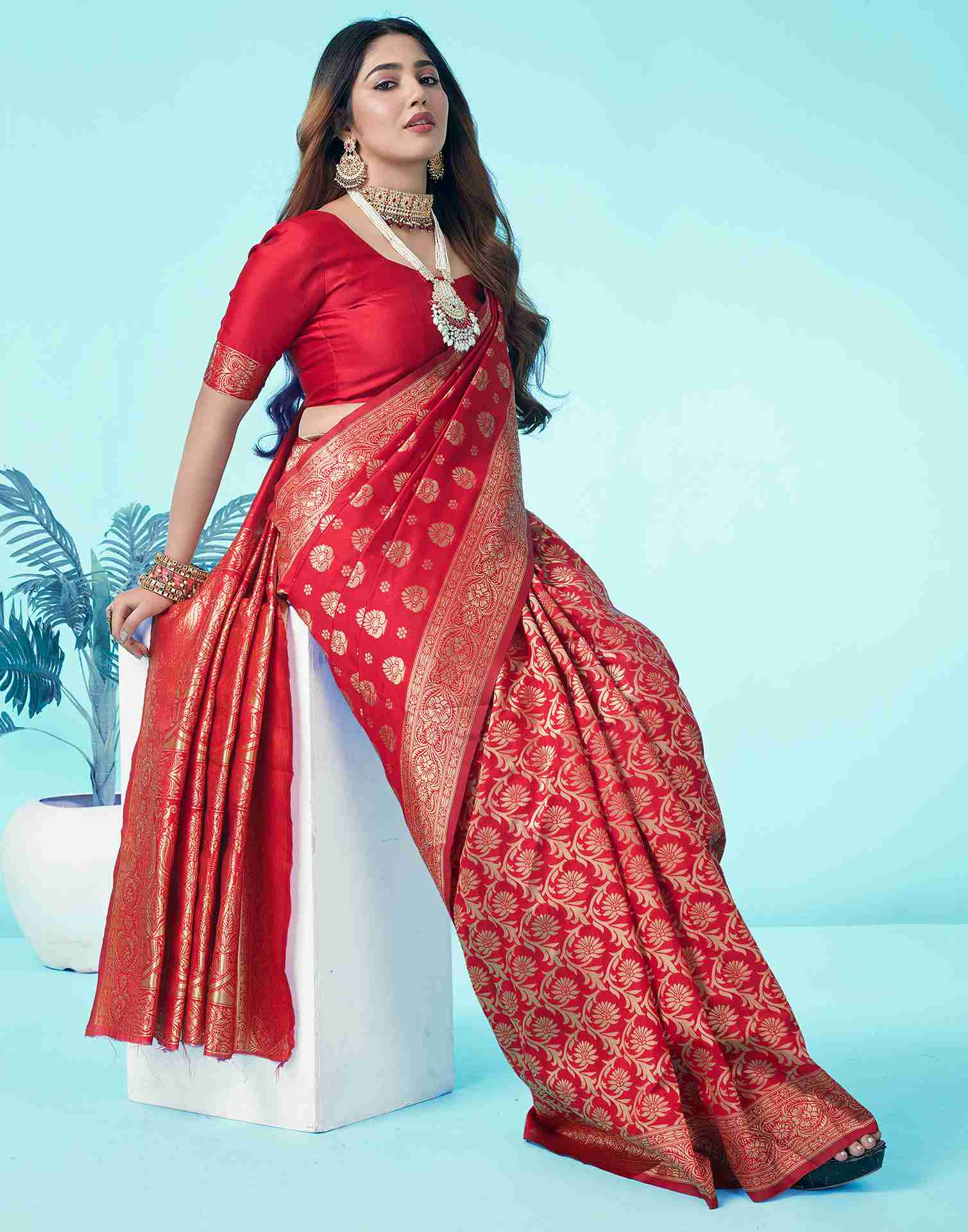 Red Banarasi Silk Saree