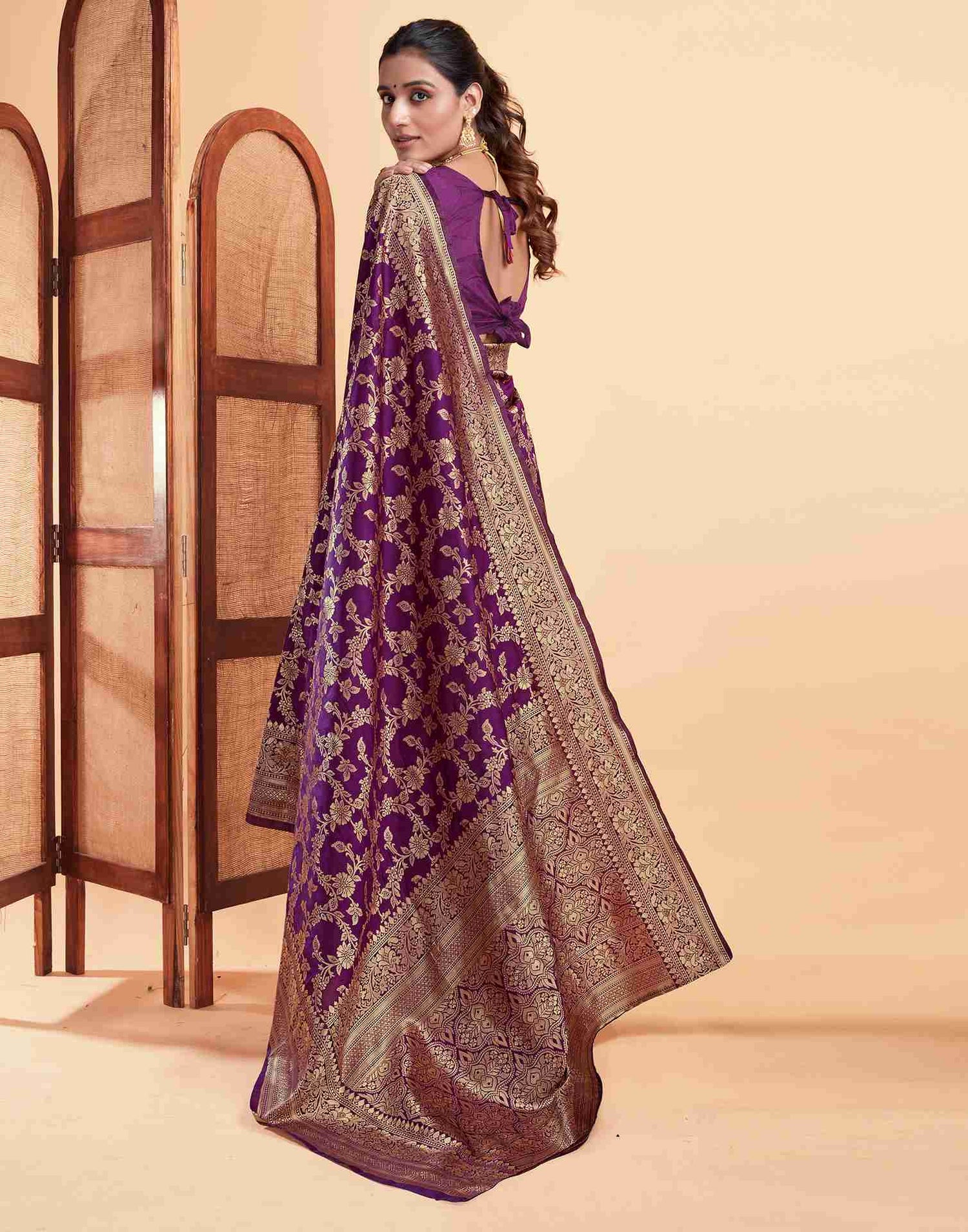 Deep Purple Silk Woven Saree