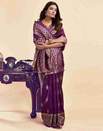 Dark Purple Silk Woven Saree