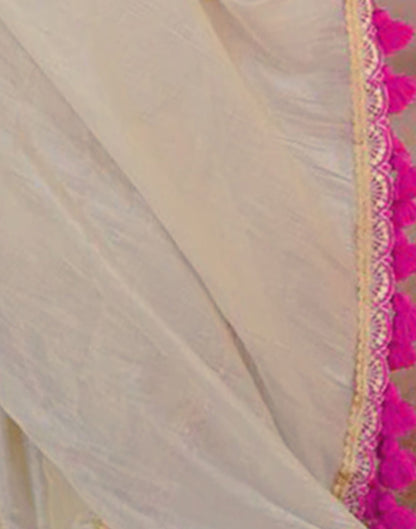 Beige Shimmer Dyed Solid Saree