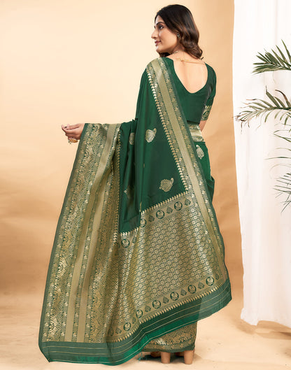 Green Silk Blend Woven Kanjivaram Saree