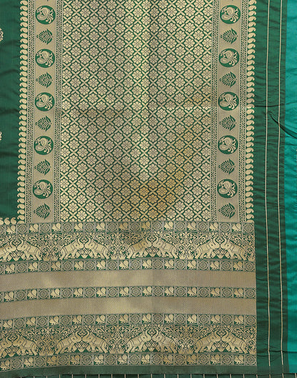 Green Silk Blend Woven Kanjivaram Saree