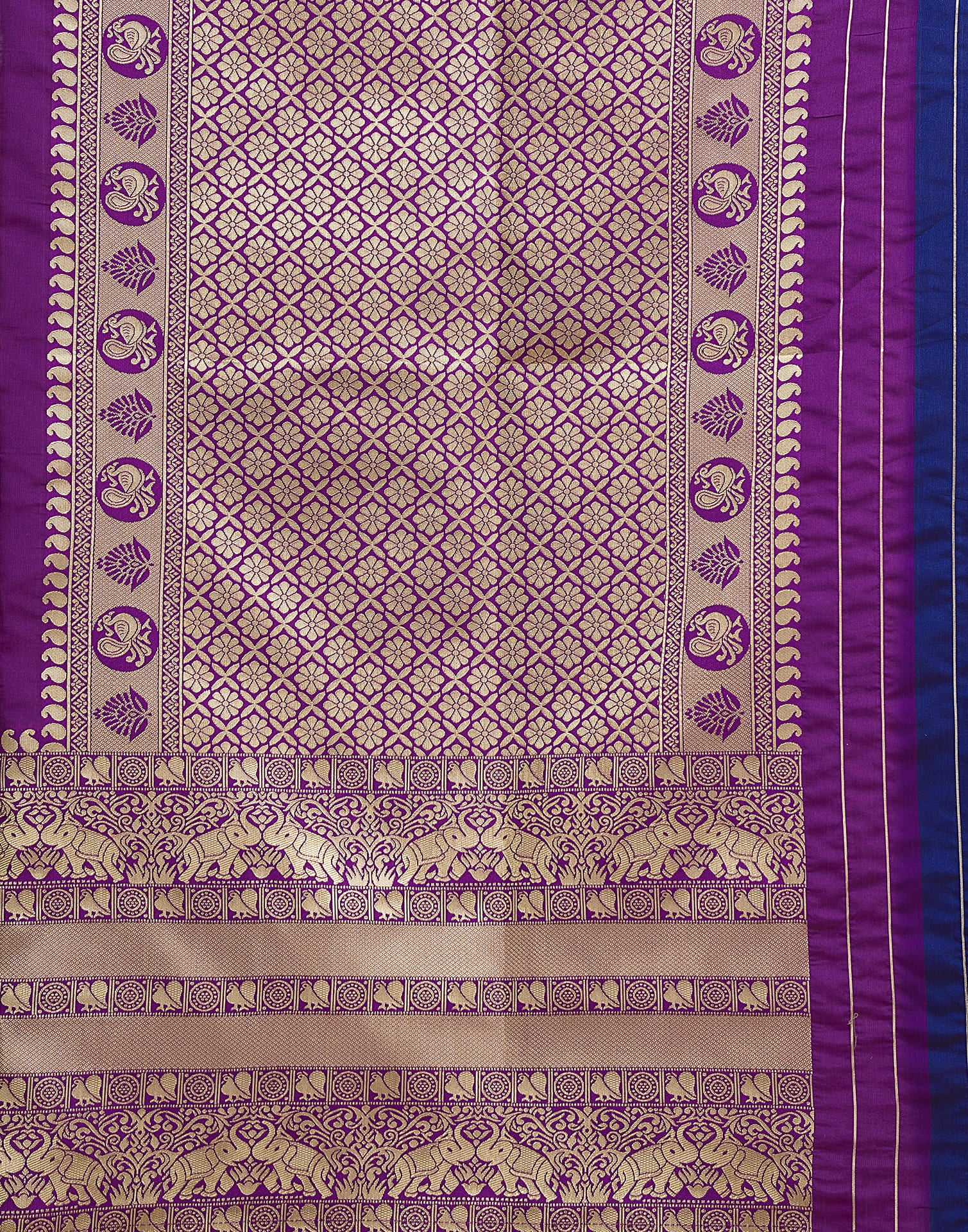 Purple Silk Blend Woven Kanjivaram Saree