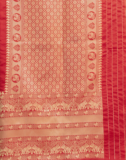 Red Silk Blend Woven Kanjivaram Saree