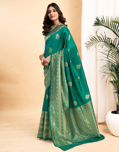 Green Silk Blend Woven Kanjivaram Saree