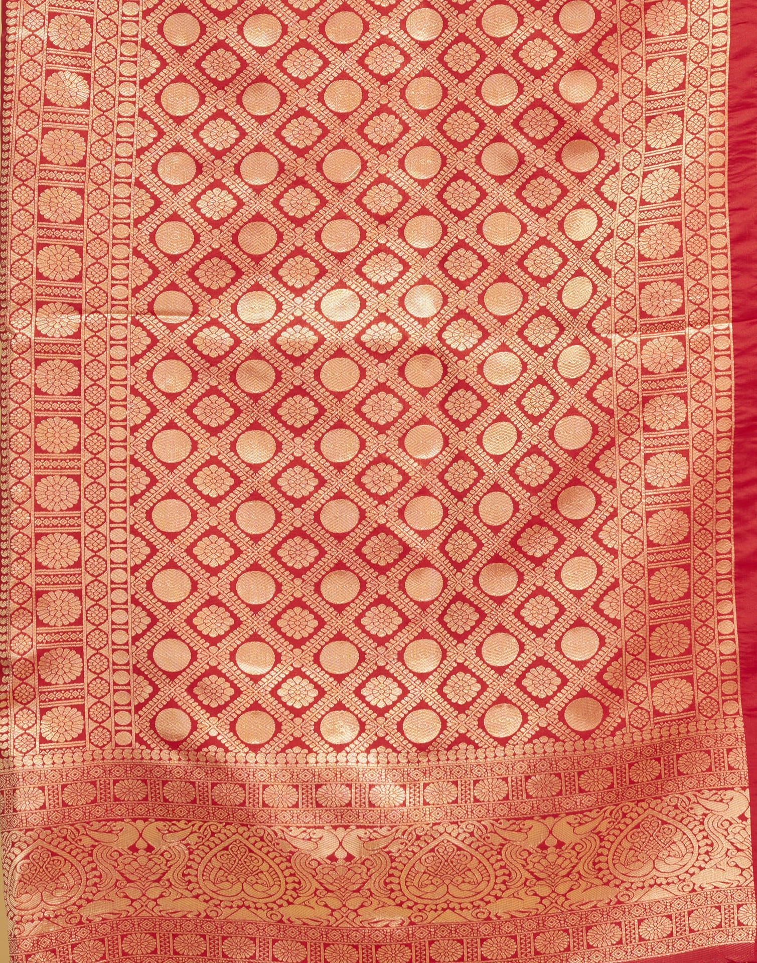 Red Silk Blend Woven Kanjivaram Saree