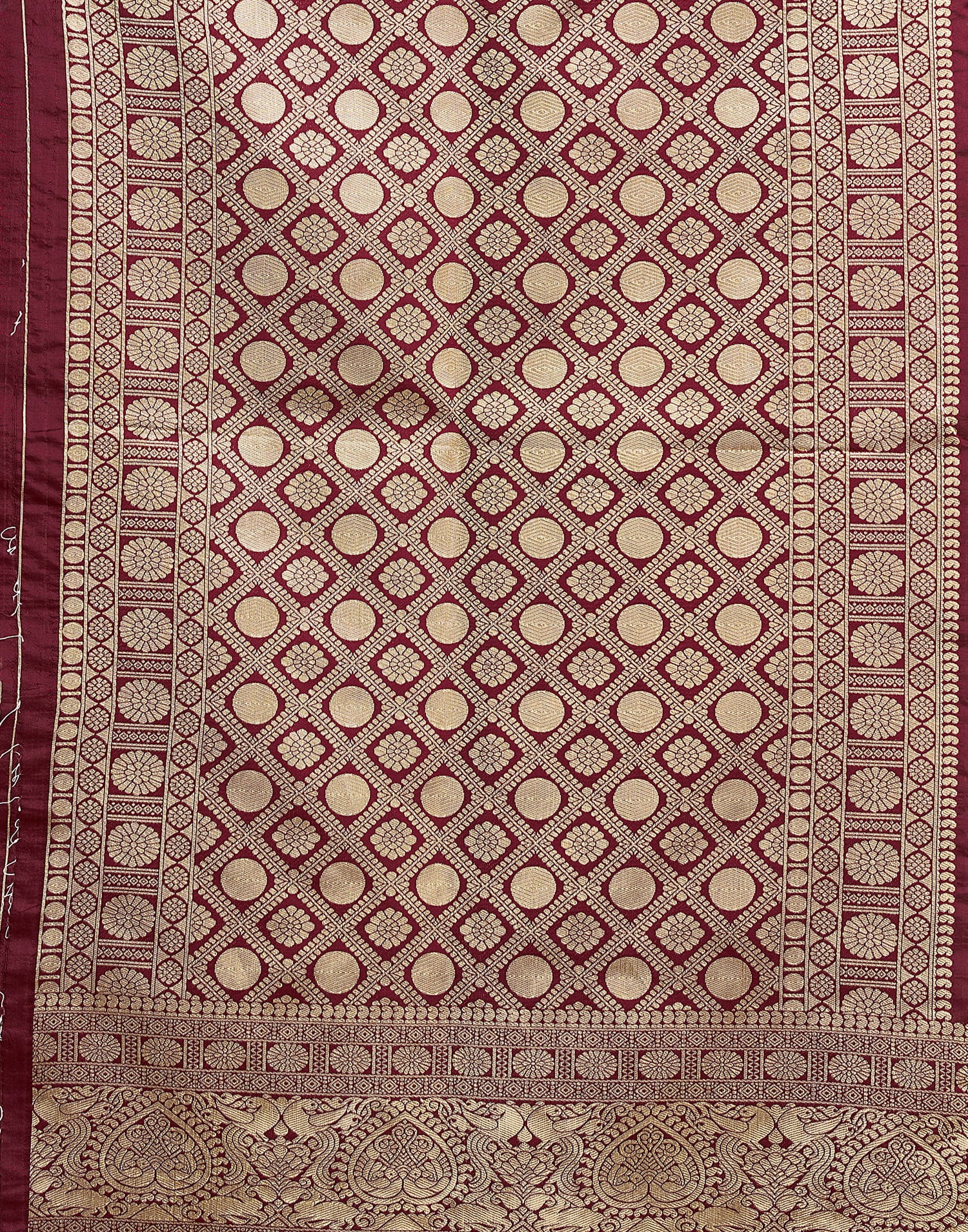 Maroon Silk Blend Woven Kanjivaram Saree