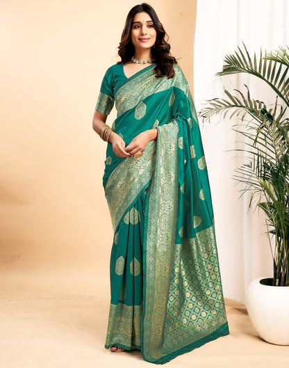 Green Silk Blend Woven Kanjivaram Saree