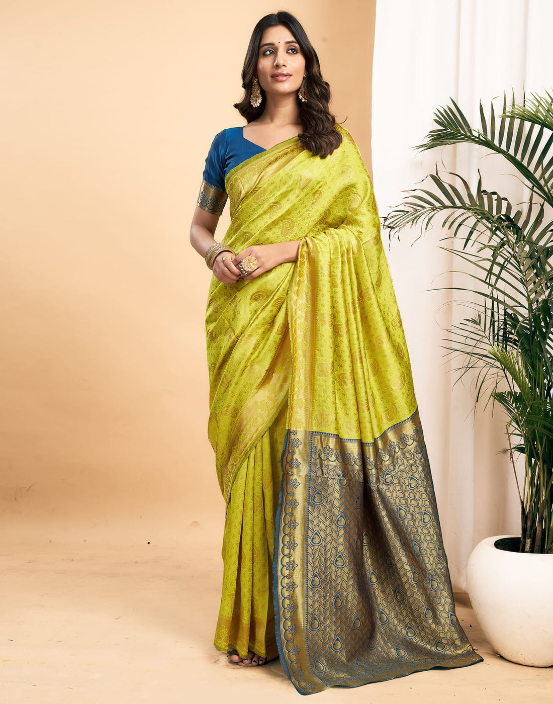 Rama Blue Silk Woven Banarasi Saree