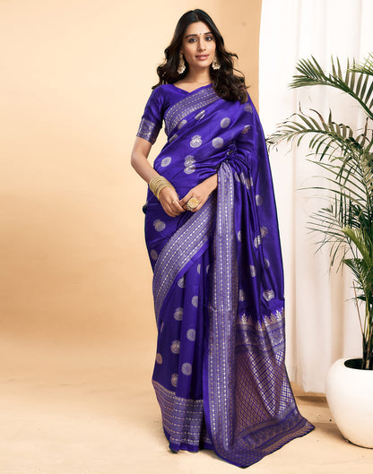 Blue Silk Blend Woven Kanjivaram Saree