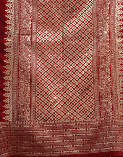 Maroon Silk Blend Woven Kanjivaram Saree