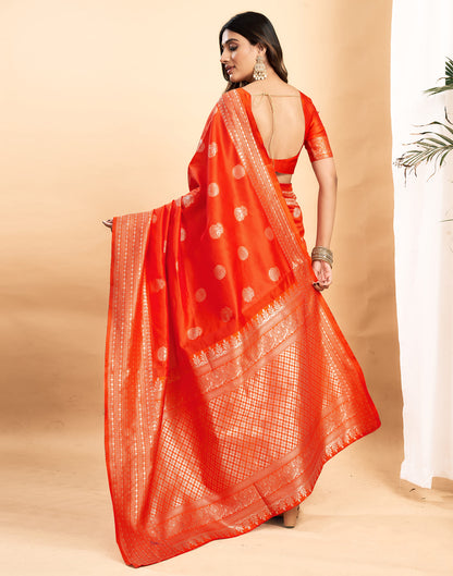 Orange Silk Woven Kanjivaram Saree