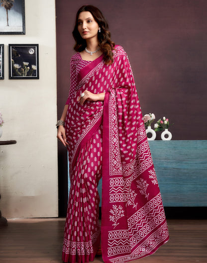 Pink Dola Silk Printed Printed Saree