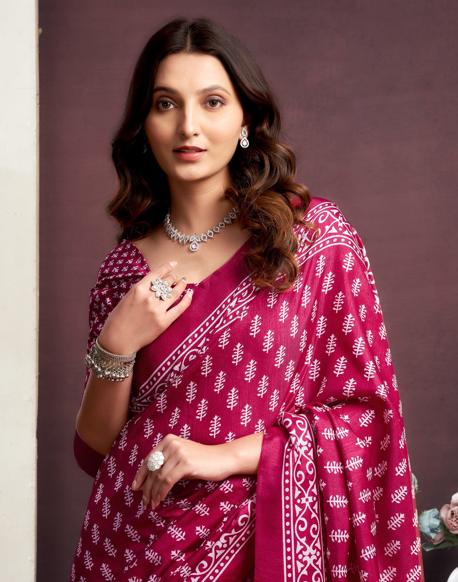 Pink Dola Silk Printed Printed Saree