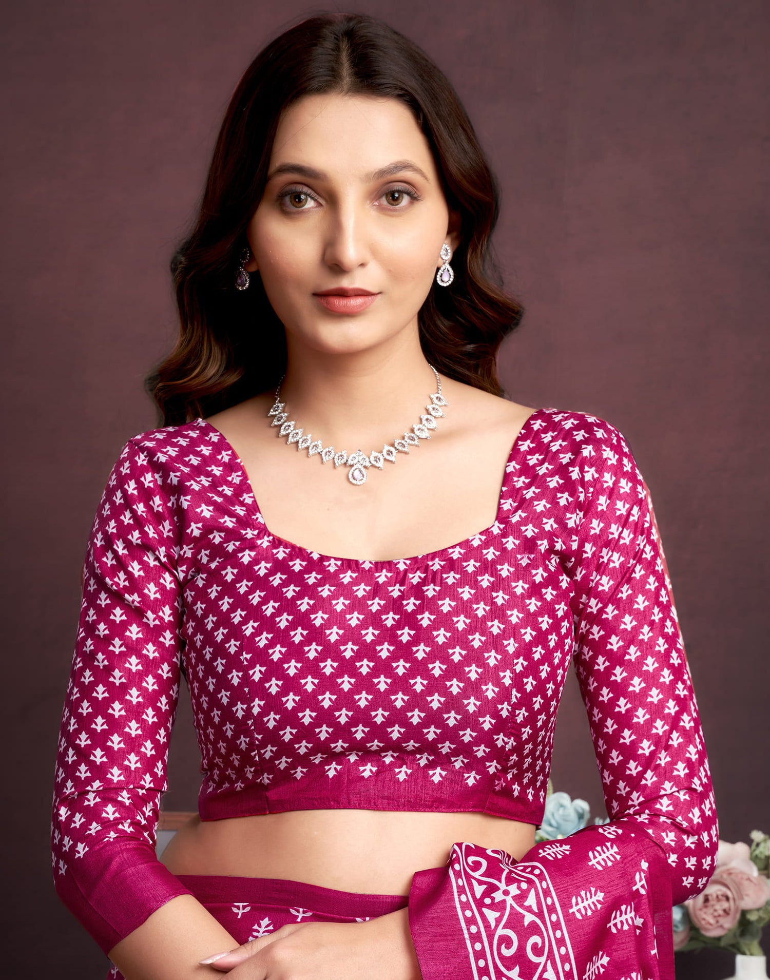 Pink Dola Silk Printed Printed Saree