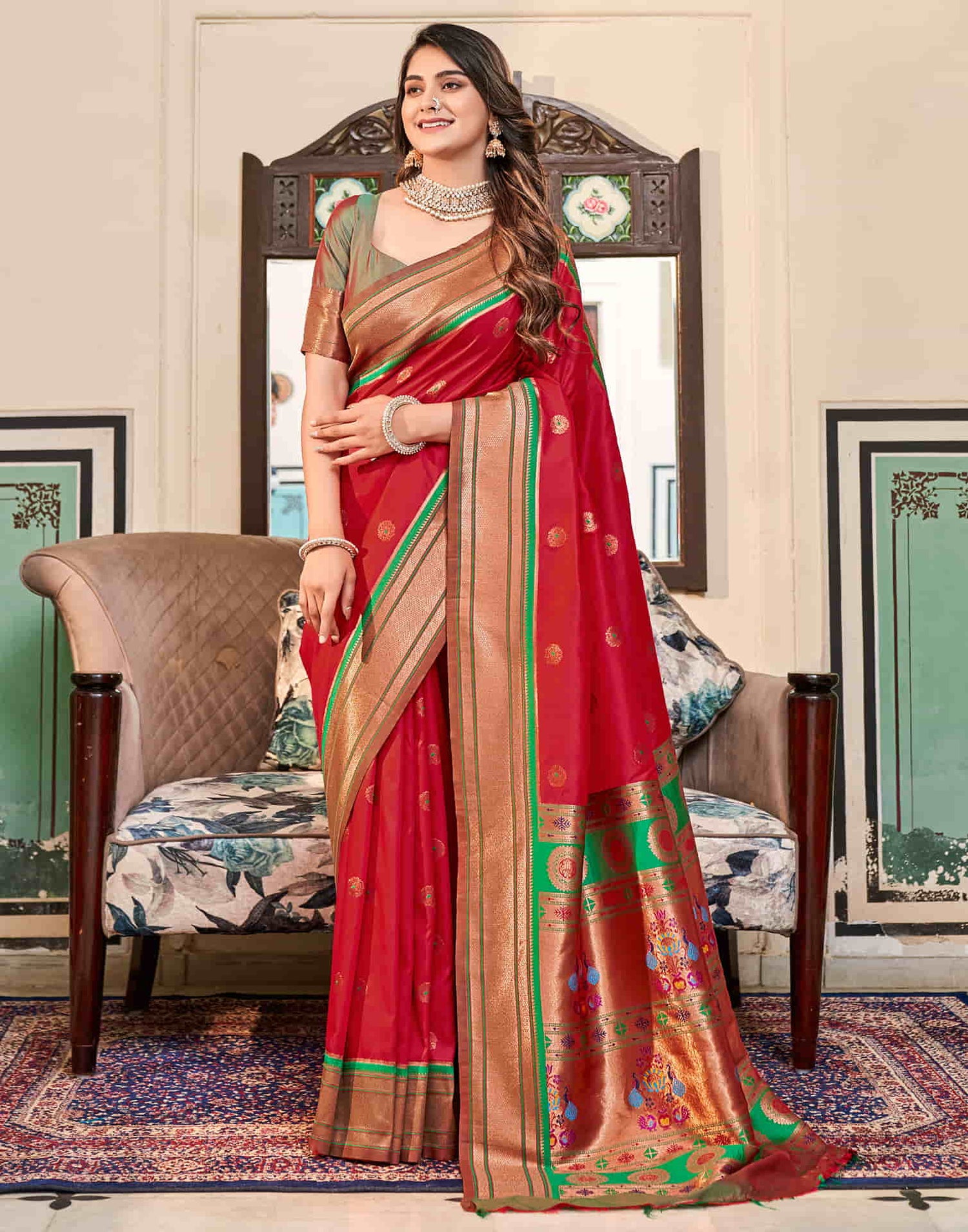 Red Silk Woven Paithani Saree