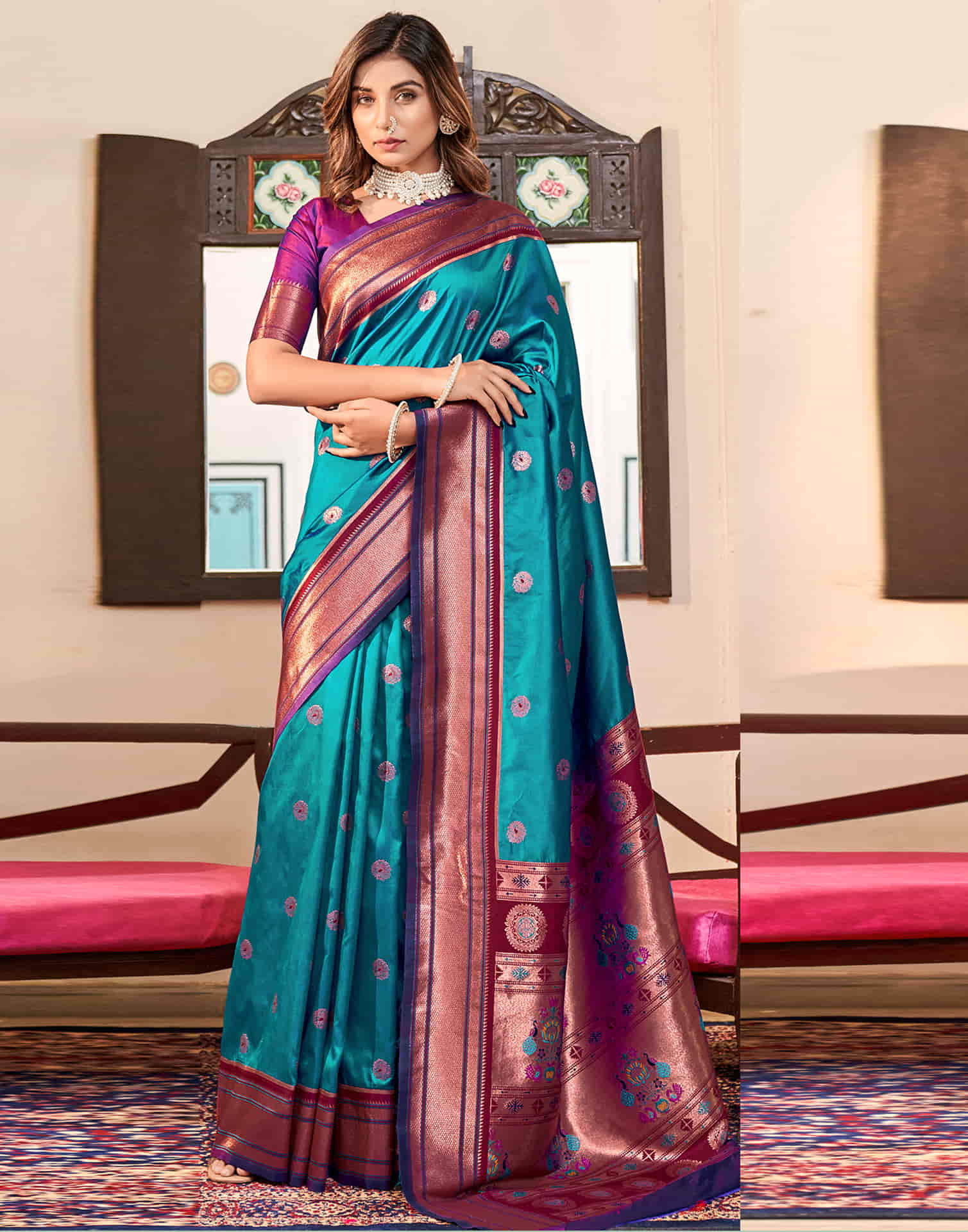 Blue Silk Woven Paithani Saree