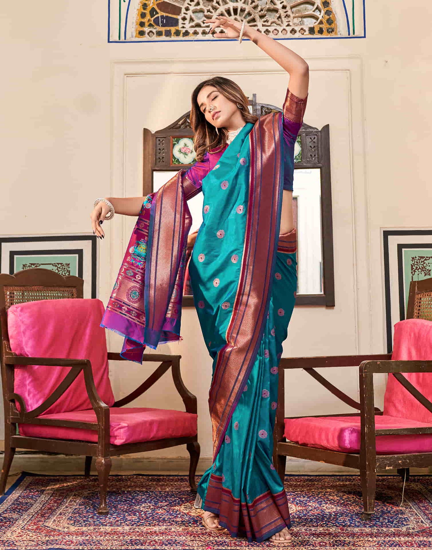 Blue Silk Woven Paithani Saree