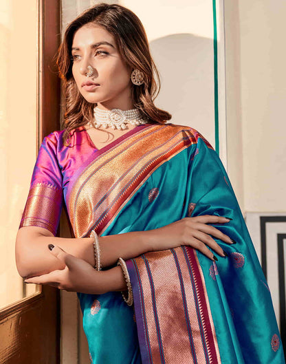 Blue Silk Woven Paithani Saree