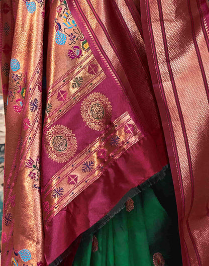 Dark Green Silk Weaving Paithani Saree