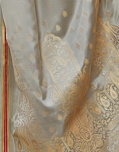 Light Grey Jacquard Silk Saree